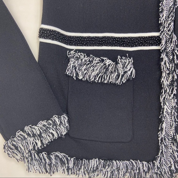 Cachet black knit fringe zip jacket cardigan. M - Picture 9 of 11